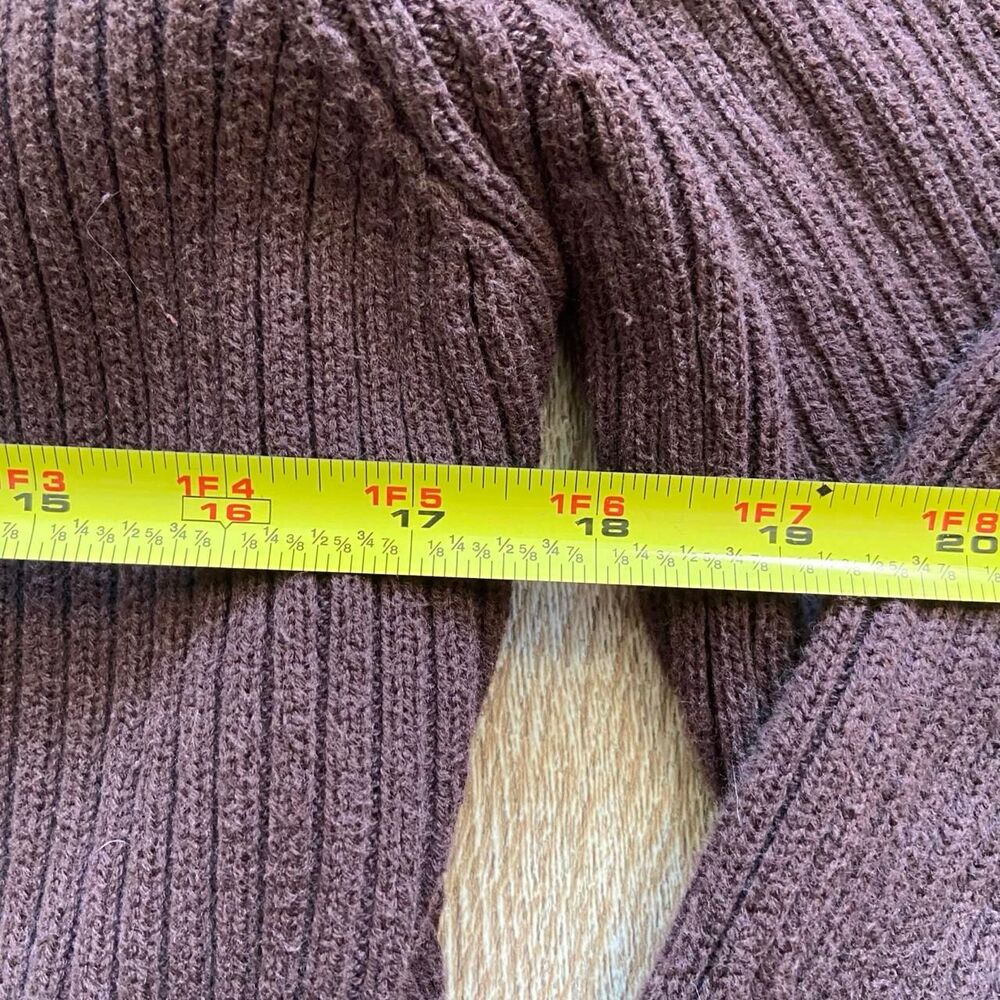 Vintage Y2K Villager Denim Panel Zip Sweater Jacket Brown Ribbed Knit - Picture 5 of 5